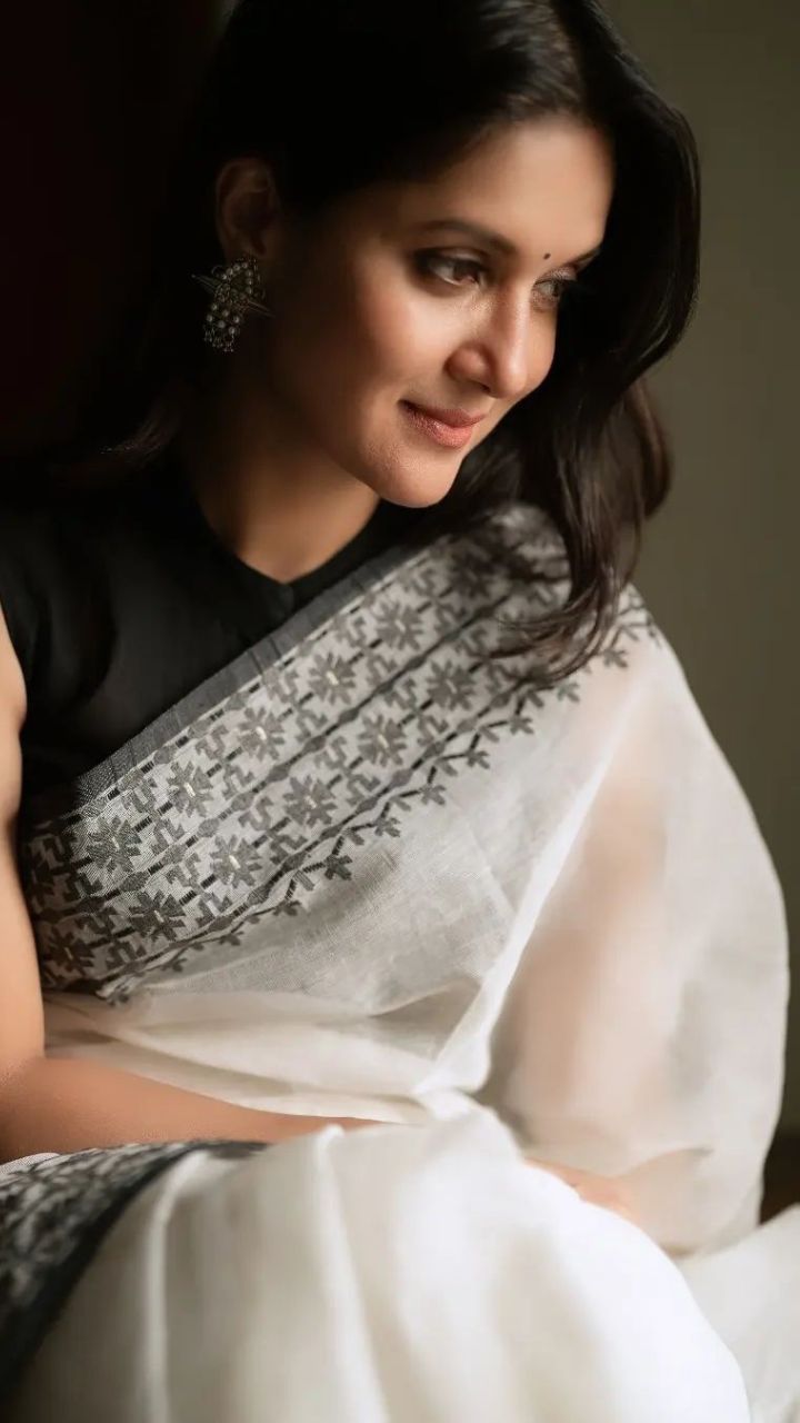 Southloom Silver Check Saree with Black Border and Elephant Block Prin –  Southloom.com